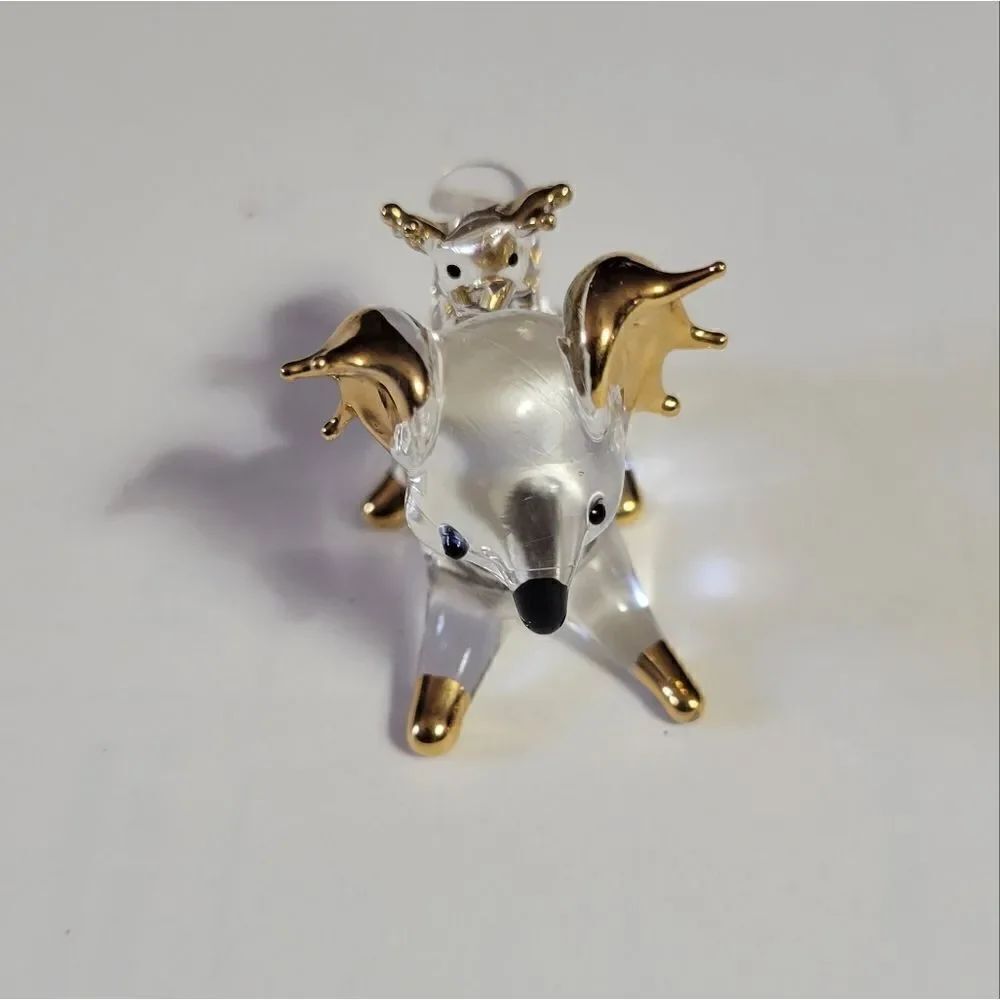 Sansukjai Koala and Joey Figurine Hand Blown Glass 22k Gold Trim Collectible